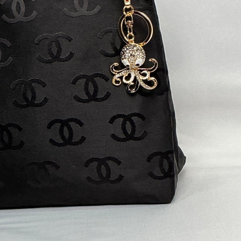 Fabulous rhinestone articulating octopus crystal bag charm keychain key ring